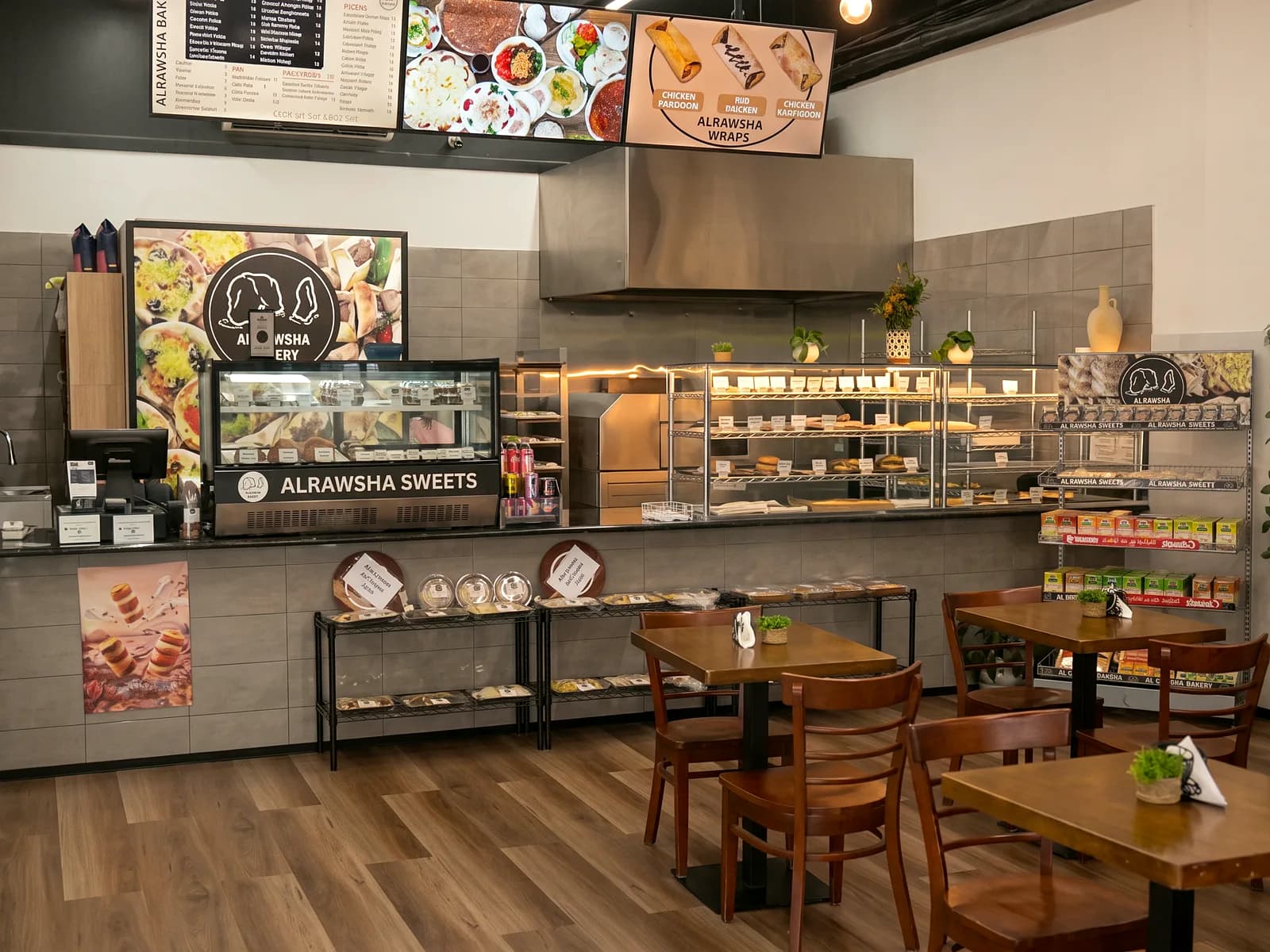 The counter and tables inside